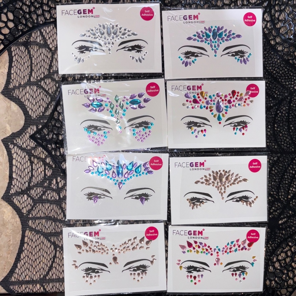 New 8 Pcs Face Jewels Rhinestone Face Gems Self Adhesive Body Crystal Stickers